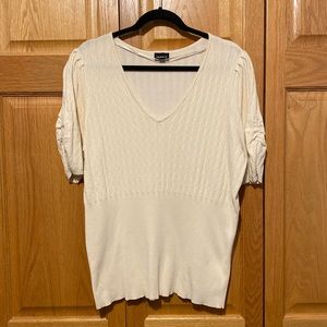 Torrid ribbed stretch sweater puff sleeve top size 3 or 3X cream